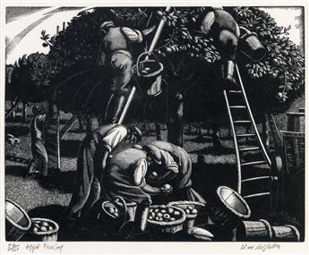 CLARE LEIGHTON Two wood engravings.